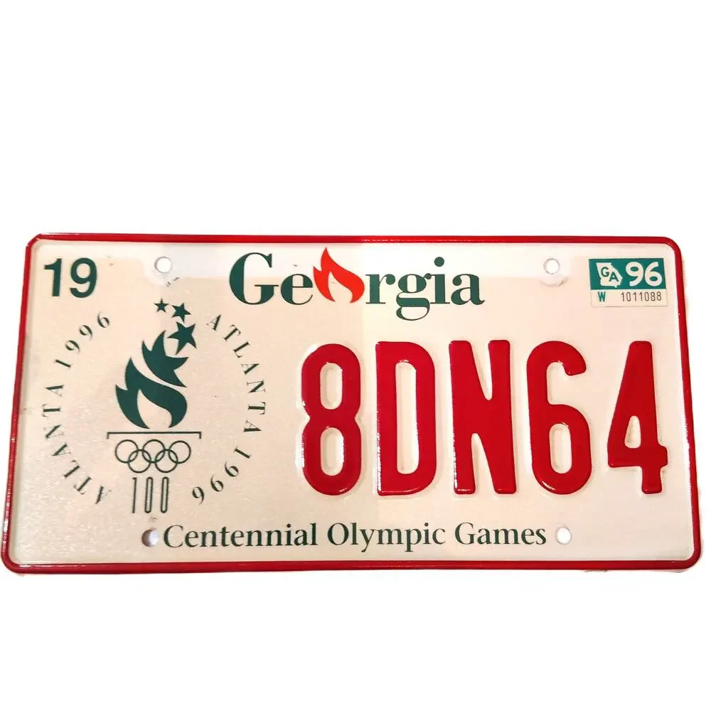1996 Georgia Centennial Olympic Games Atlanta Vintage License Plate Tag